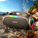 Altavoz Bluetooth Inalámbrico Portátil de 60W Impermeable para Acampar con Luces Coloridas y Extra Bass