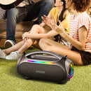 Altavoz Bluetooth Inalámbrico Portátil de 60W Impermeable para Acampar con Luces Coloridas y Extra Bass